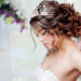 Portrait of a beautiful girl in a wedding dress. Bride in luxurious dress, close-up